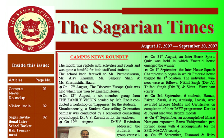 The Sagarian Times August - September 2007