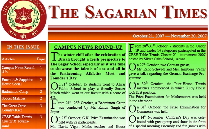 The Sagarian Times October - November 2007