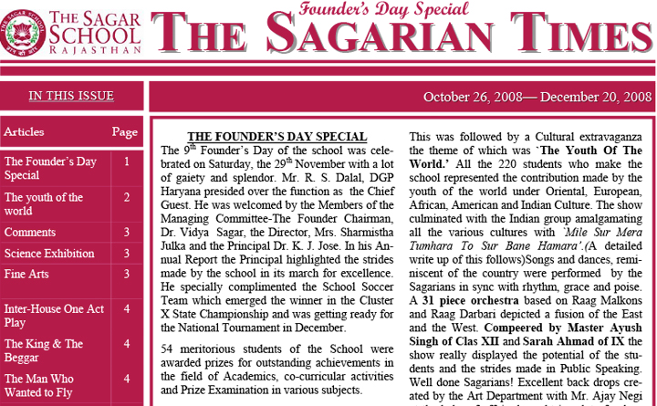 The Sagarian Times October - December 2008